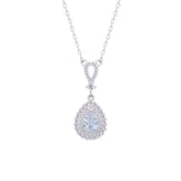 Asfour Crystal Chain Necklace With Decorative Pear Pendant In 925 Sterling Silver-ND0462