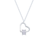Asfour Crystal Chain Necklace With Heart Pendant In 925 Sterling Silver-ND0524