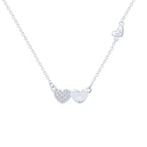 Asfour Crystal Chain Necklace With Hearts Pendant In 925 Sterling Silver-ND0525