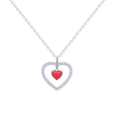 Asfour Crystal Chain Necklace With Heart Pendant In 925 Sterling Silver-ND0526-R