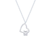 Asfour Crystal Chain Necklace With Heart Pendant In 925 Sterling Silver-ND0527