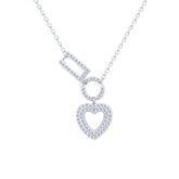 Asfour Crystal Chain Necklace With Heart Pendant In 925 Sterling Silver-ND0530