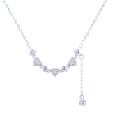Asfour Crystal Chain Necklace With Decorative Hearts Pendant In 925 Sterling Silver-ND0531