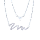 Asfour Crystal Chain Necklace With Art Deco & Hearts Design In 925 Sterling Silver-ND0533