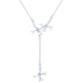 Asfour Crystal Drop Chain Necklace With Butterfly Design In 925 Sterling Silver-ND0536