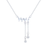 Asfour Crystal Chain Necklace With Pear Pendant In 925 Sterling Silver-ND0537
