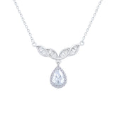 Asfour Crystal Chain Necklace With Pear Pendant In 925 Sterling Silver-ND0539