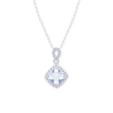 Asfour Crystal Chain Necklace With Rhombus Pendant In 925 Sterling Silver-ND0540