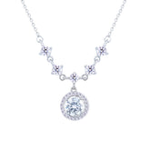 Asfour Crystal Chain Necklace With Decorative Round Pendant In 925 Sterling Silver-ND0542