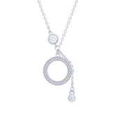 Asfour Crystal Chain Necklace With Decorative Round Pendant In 925 Sterling Silver-ND0543