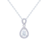 Asfour Crystal Chain Necklace With Pear Pendant In 925 Sterling Silver-ND0544