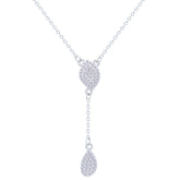 Asfour Crystal Drop Chain Necklace With Art Deco Pendant In 925 Sterling Silver-ND0545