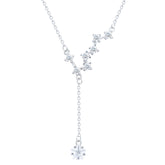 Asfour Crystal Drop Chain Necklace With Art Deco Design In 925 Sterling Silver-ND0547