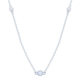 Asfour Crystal Chain Necklace With Round Zircon Stones In 925 Sterling Silver-ND0548