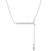 Asfour Crystal Chain Necklace With Tennis Line Pendant In 925 Sterling Silver-ND0549