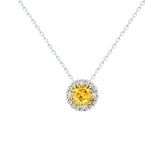 عصفور كريستال سلسلة فضة عيار 925 بتصميم دائري اصفر مرصع بالزركون ND0554-Y