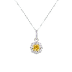 Asfour Creations Chain Necklace With Yellow Flower Design In 925 Sterling Silver – ND0555-Y