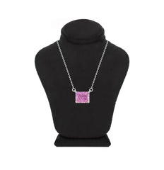Asfour Crystal Chain Necklace With Rose Emerald Pendant In 925 Sterling Silver-ND0556-O