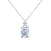 Asfour Crystal Box Chain Necklace With Zircon Emerald Pendant In 925 Sterling Silver-ND0559