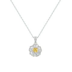 Asfour Crystal Chain Necklace With Yellow Flower Design In 925 Sterling Silver-ND0567-WY