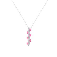 Asfour Crystal Chain Necklace With Blue Snake Pendant In 925 Sterling Silver-ND0570-WB