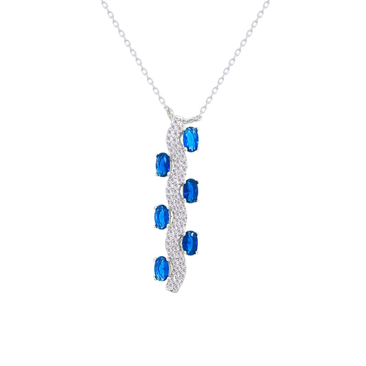 Asfour Crystal Chain Necklace With Emerald Snake Pendant In 925 Sterling Silver-ND0570-WG