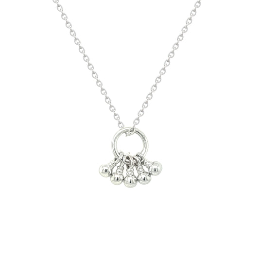 Asfour Crystal Chain Necklace With Dangling Ball Design In 925 Sterling Silver-ND0571