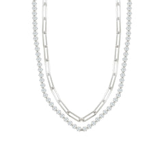 Asfour Crystal Double Layer Necklace With Marquise Zircon Stones In 925 Sterling Silver-ND0578