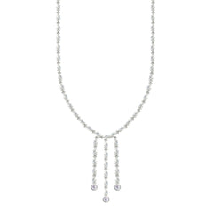 Asfour Crystal Tennis Necklace With Baguette Zircon Stones In 925 Sterling Silver-ND0579