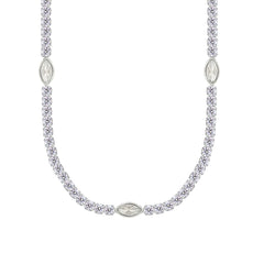 Asfour Crystal Tennis Necklace Inlaid With Marquise Stones In 925 Sterling Silver-ND0585