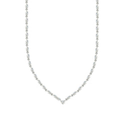 Asfour Crystal Tennis Necklace With Baguette Design In 925 Sterling Silver-ND0586