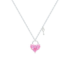 Asfour Crystal Chain Necklace With Rose Heart In 925 Sterling Silver-ND0589-O