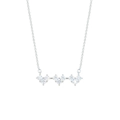 Asfour Crystal Chain Necklace With Halo Round Pendant In 925 Sterling Silver-ND0593