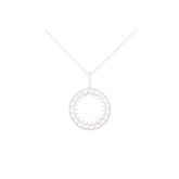 Asfour Crystal 925 Sterling Silver Chain Necklace With Circle Pendant