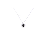Asfour Crystal 925 Sterling Silver Chain Necklace With Black Pendant