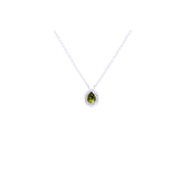 Asfour Crystal 925 Sterling Silver Chain Necklace With Green Pendant
