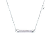 Asfour Crystal Chain Necklace With Zircon Bar Pendant In 925 Sterling Silver-NM0030