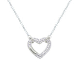 Asfour Crystal Chain Necklace With Hollow Heart Pendant In 925 Sterling Silver-NM0031