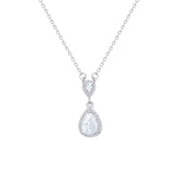 عصفور كريستال سلسلة فضة عيار 925 بتصميم علي شكل كمثري مرصع بالزركون - NM0033