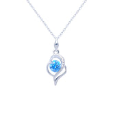 عصفور كريستال سلسلة فضة عيار 925 بتصميم فني زخرفي مرصع بفص زركون اكوامارين - NM0040-M