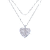 Asfour Crystal Chain Necklace With Heart Pendant In 925 Sterling Silver-NM0044