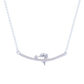 Asfour Crystal Chain Necklace With Decorative Dolphin Pendant In 925 Sterling Silver-NM0046