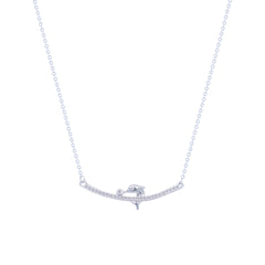 Asfour Crystal Chain Necklace With Decorative Dolphin Pendant In 925 Sterling Silver-NM0046