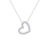 Asfour Crystal Chain Necklace With Heart Pendant In 925 Sterling Silver-NM0072