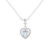 Asfour Crystal Chain Necklace With Heart Pendant In 925 Sterling Silver-NM0073