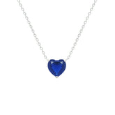 Asfour Crystal Chain Necklace With Blue Heart Pendant In 925 Sterling Silver-NM0074-B
