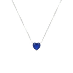 Asfour Creations Chain Necklace With Blue Heart Pendant In 925 Sterling Silver – NM0074-B