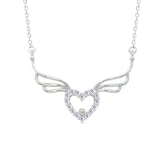 Asfour Creations Chain Necklace With Angel Wings Heart Pendant In 925 Sterling Silver – NM0077