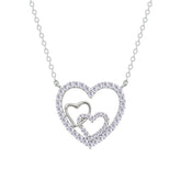 Asfour Crystal Chain Necklace With Hollow Hearts Pendant In 925 Sterling Silver-NM0082