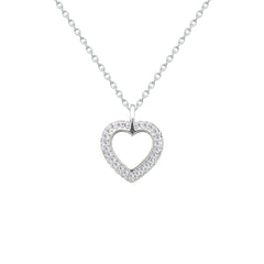Asfour Creations Chain Necklace With Hollow Heart Pendant In 925 Sterling Silver – NM0084
